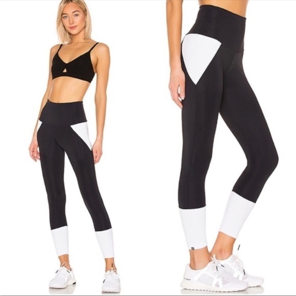 Onzie Black and White Colorblock Leggings - Picture 1 of 9